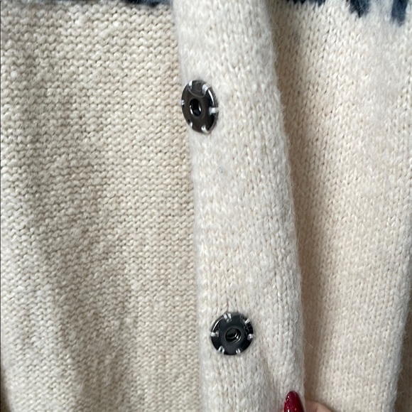 Cream and Black Abstract Cardigan Sweater - Picture 4 of 6